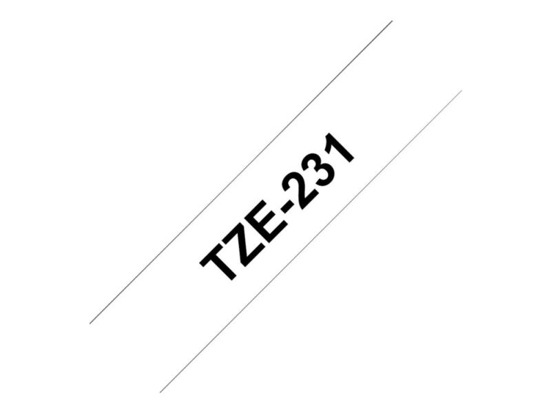 Brother Tze-231 Labeltape - Sort På Hvid 12 Mm X 8M