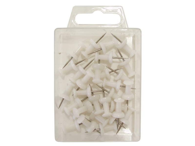 Hvide Kortnåle Push Pins - Pakke med 30 Stk.