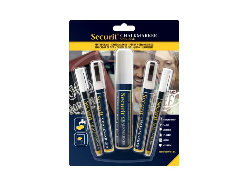 Securit® Original Kridtmarker Sæt Med Hvide Spidser