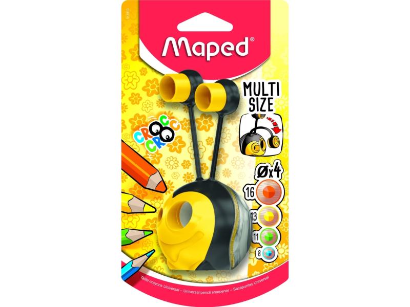 Maped Croc Croc, Manuel Blyantspidser, Sort, Gul, Plast, 1,6 Cm, 8 Mm, Blister