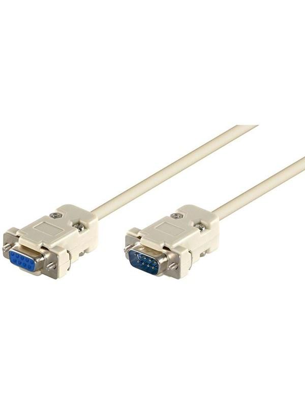 Pro Seriel RS232 9-pins Kabel (M/F) - 2m, Grå