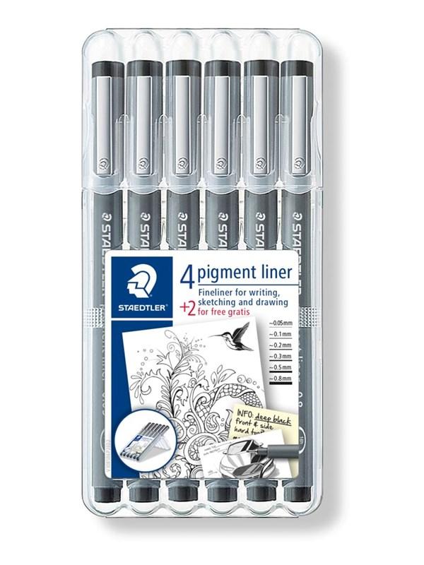 Staedtler Pigment L Finelinere - 6 stk. i boks