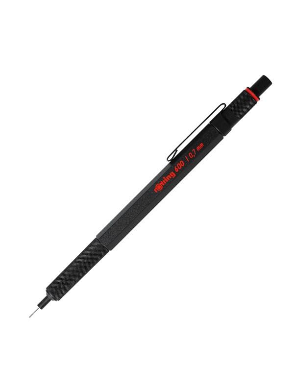 Rotring rOtring 600 mekanisk blyant | 0,7 mm | Sort blyant til kropsfremdrift i metal | Skridsikkert knurled greb & sekskantet tønde