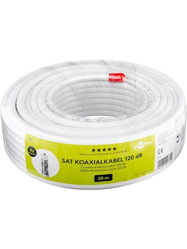 Pro 120 dB koaksial antennekabel 20 m - 4x skærmet