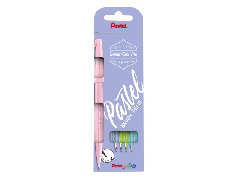 Fineliner Pentel Ses15p-4 Brush Sign Pen Pastel - (4 Stk.)