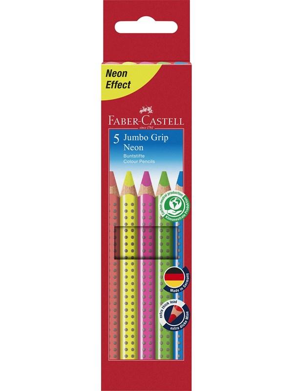 Faber Castell - Jumbo Grip Neon Farveblyanter (5 stk)