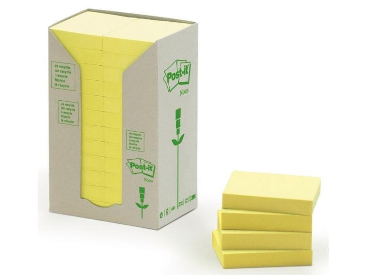 Post-It® Genbrugelige Notater, Kanariegul, 24 Blokke