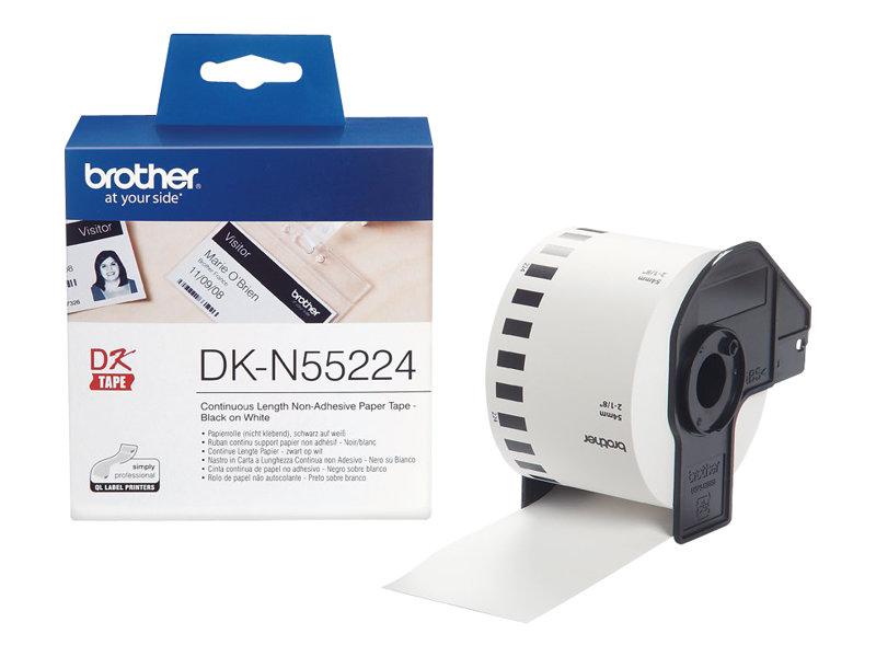 Brother Dkn55224 - Papirtape - Sort På Hvid - Ikke Klæbende Papirtape Rulle (5.4 Cm X 30.5 M) 1 Rulle(R) - For Ql-1050, 1050N, 1060N, 500, 500A, 550,