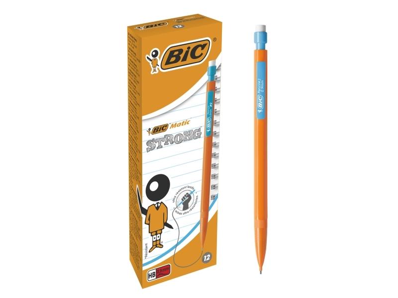 Stiftblyant Bic Matic Strong Hb 0.9 Mm Med Viskelæder - (12 Stk.)
