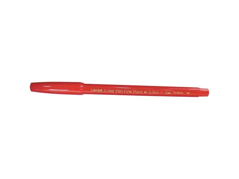 Fiberpen Pentel S360, Fine, 0,8 Mm, Rød, Æske A 12 Stk.