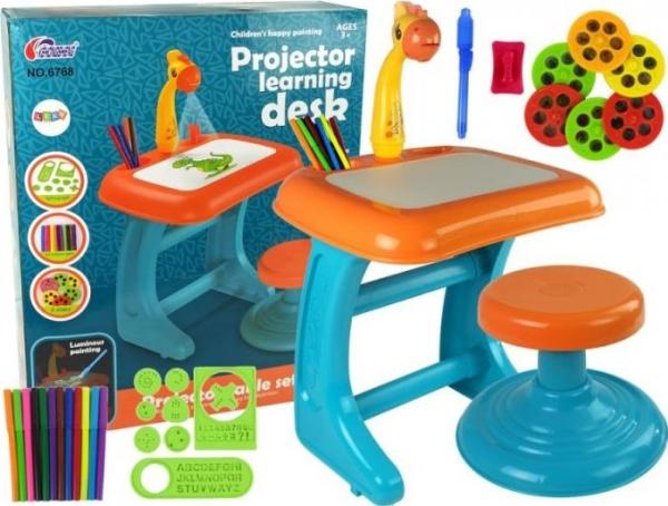 Orange Tegnebræt med Projektor og Maling Pen til Børn