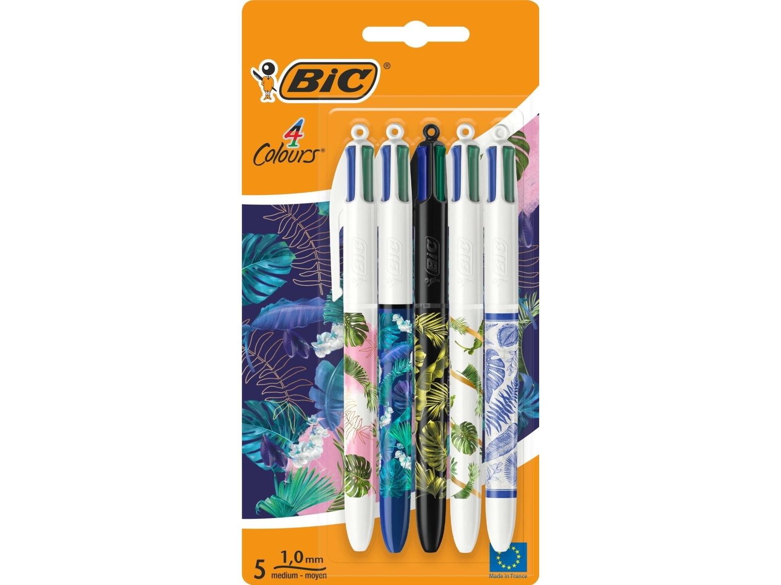 4 Color Bic Message Botanical Ast Pen 5 Pcs Blister