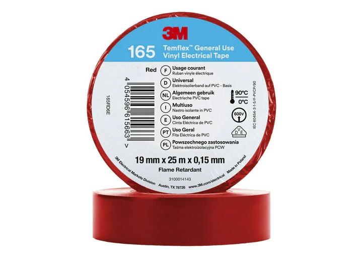 3M Rød PVC Emballagetape 600V - 20,12 M Blisterpack
