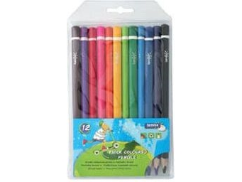 Amex Triangular Thick Pencils In 12 Colors In A Lambo School Case - Wikr-959285
