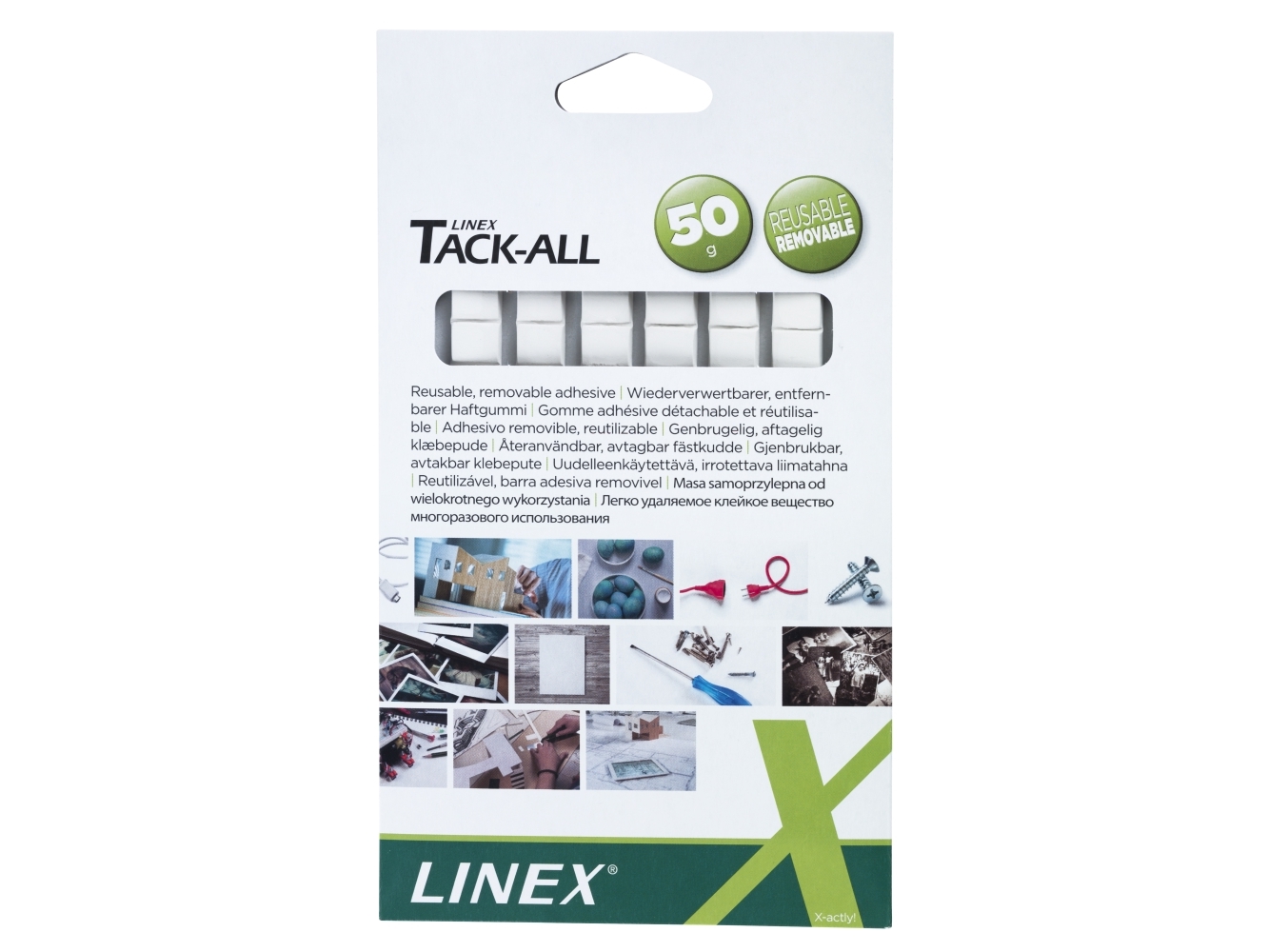 Klæbegummi Linex Tack-All 50G Hvid - I Små Firkanter