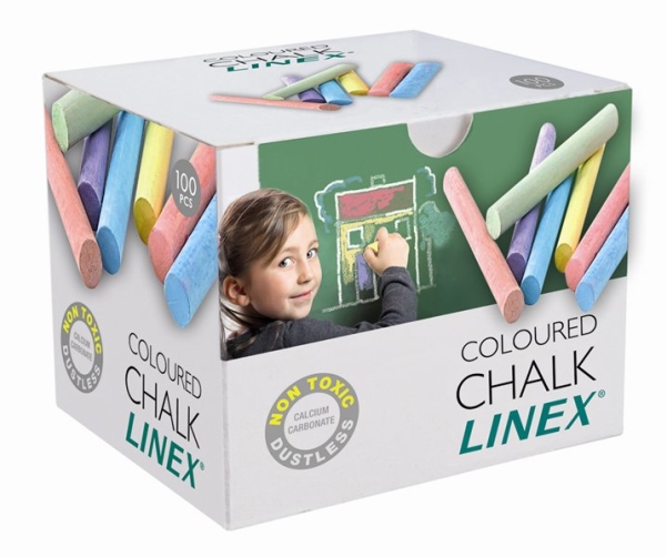 Tavlekridt Linex Rund Ass. Farver - (100 Stk.)