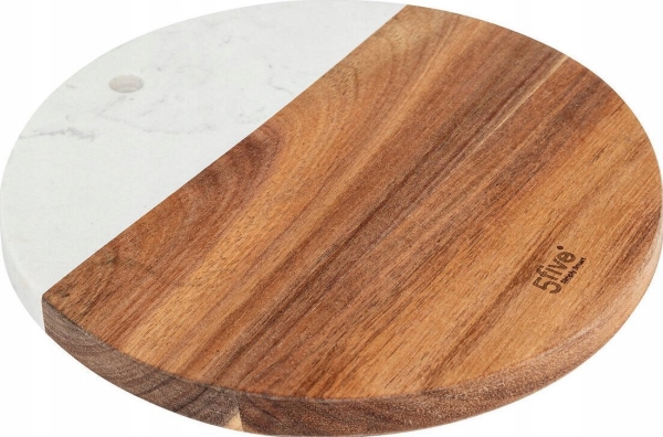 5Five Harmony Rund Træbakke Med Marmor, Ø 20 Cm
